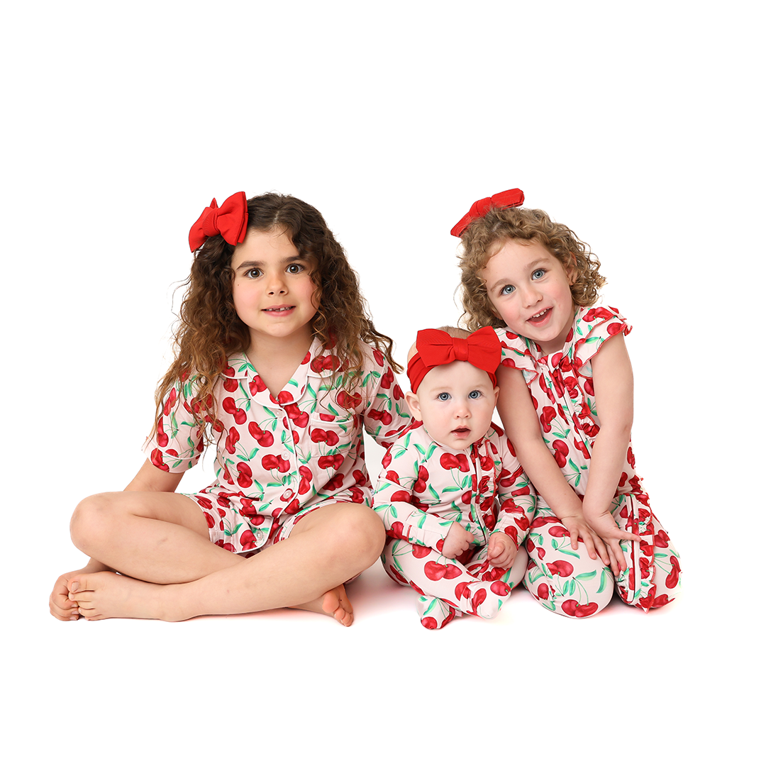 With A Cherry On Top Kids Button Up Short Lounge Set