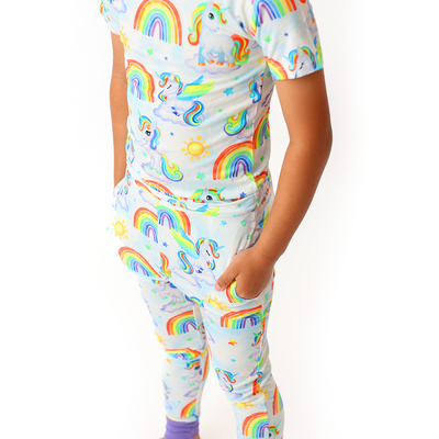 Sunshine and Rainbows Kids Two Piece Short Sleeve Lounge Set