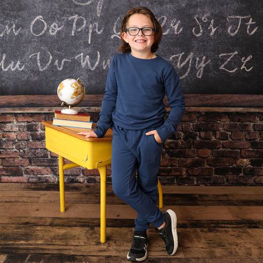Navy Kids Crew Neck Tracksuit