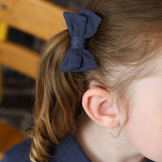 Navy Mini Alligator Clip Bows (pack of 2)