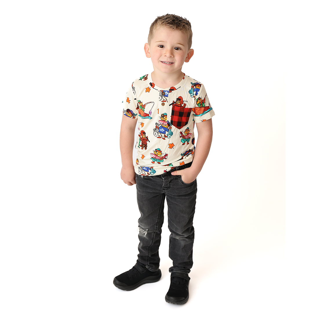 Dam Good Catch Pocket Henley Short Sleeve Shirt