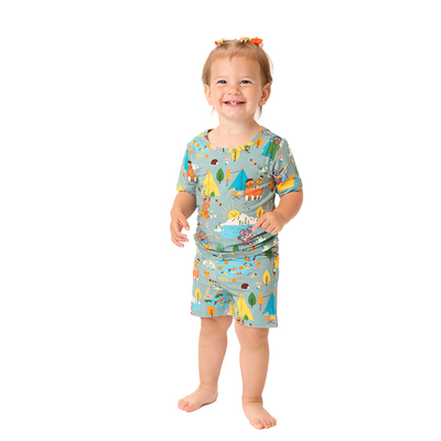 Let's Go Camping Kids Two Piece Short Sleeve and Shorts Lounge Set | Sesame Street