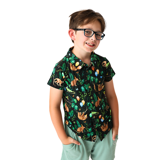 Party Animals Kids Short Sleeve Button Up Shirt