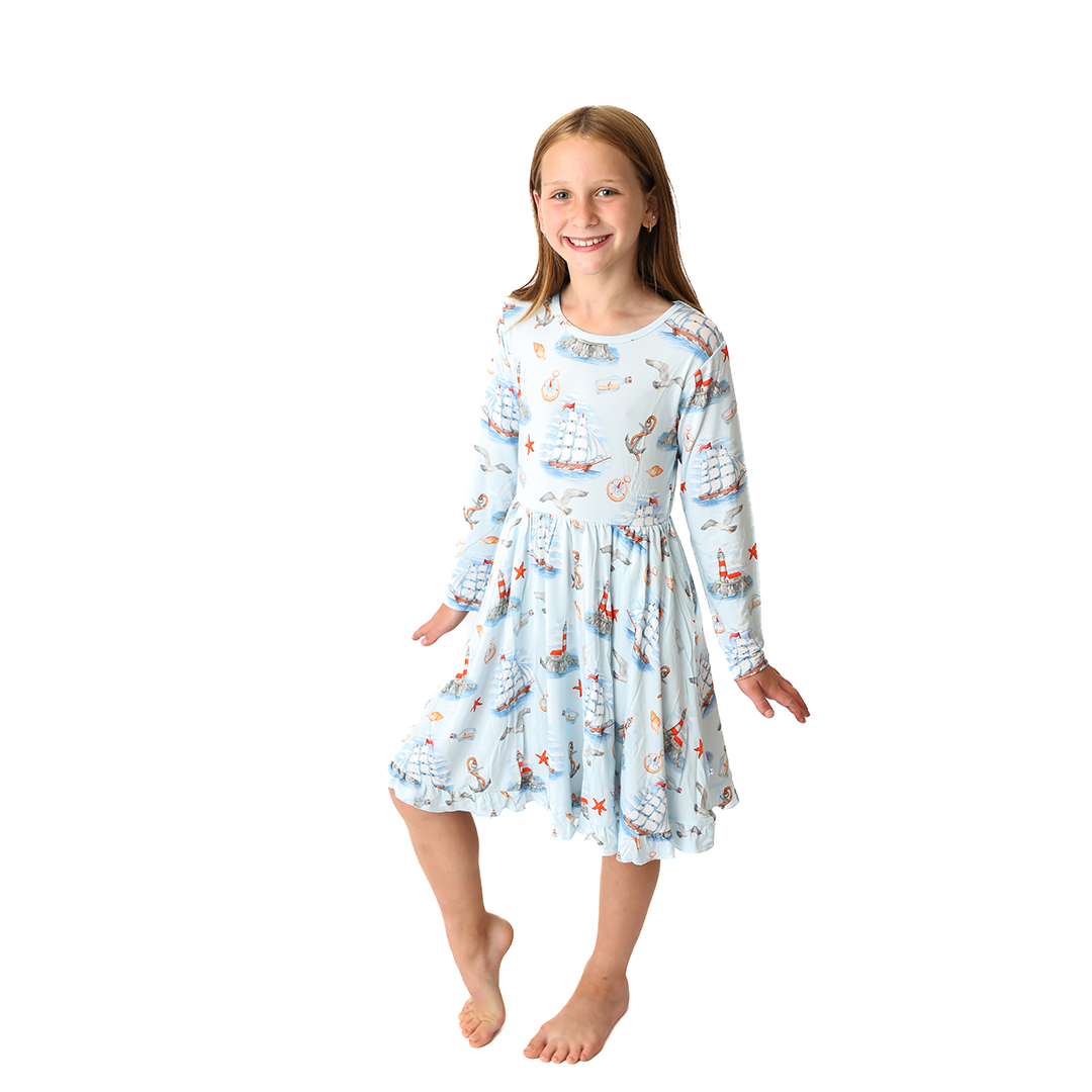 Message In A Bottle Ruffled Twirl Dress