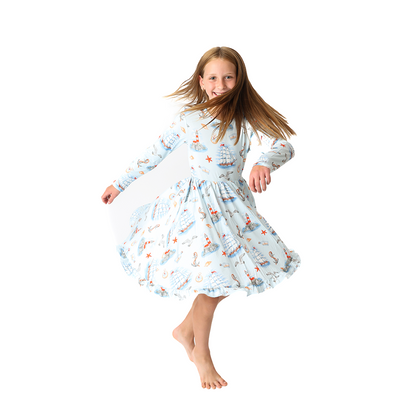 Message In A Bottle Ruffled Twirl Dress