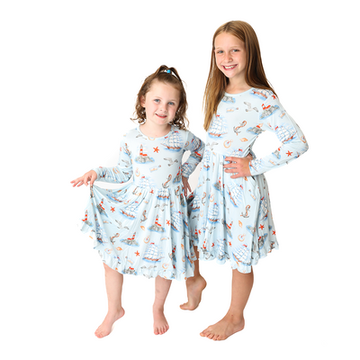 Message In A Bottle Ruffled Twirl Dress