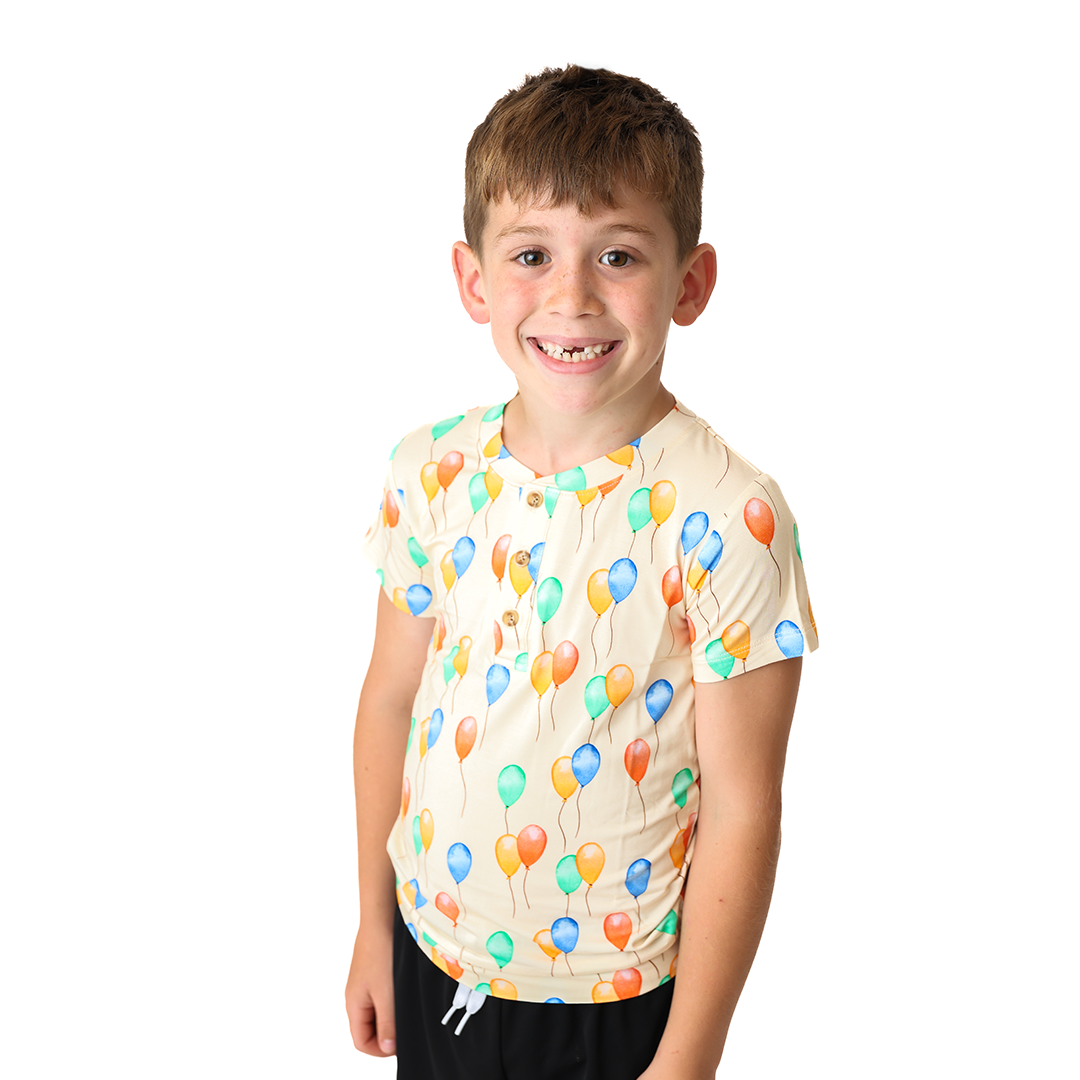 Let's Celebrate! Short Sleeve Henley Shirt