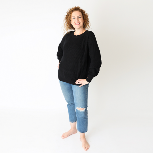 Black Chunky Knit Bamboo Sweater