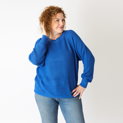 A Dream Come Blue Chunky Knit Bamboo Sweater