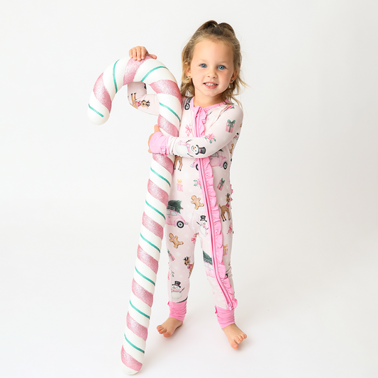 Winter Wonderland PINK Convertible Romper (with ruffles)