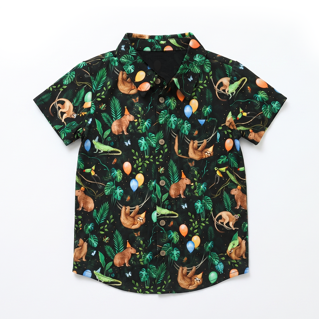 Party Animals Kids Short Sleeve Button Up Shirt