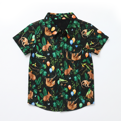 Party Animals Kids Short Sleeve Button Up Shirt
