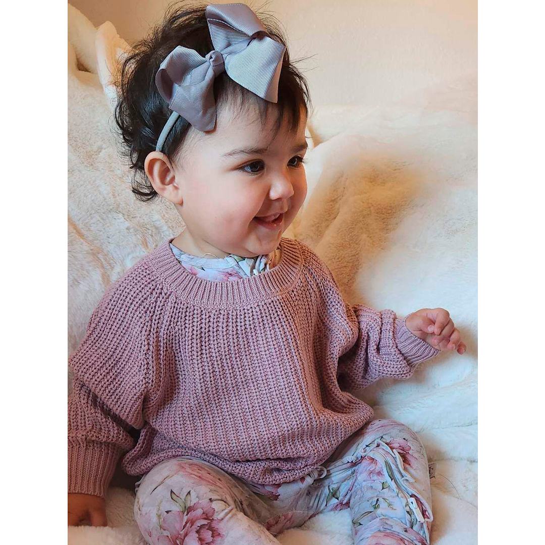 Tickled Pink Little Chunky Knit Bamboo Sweater