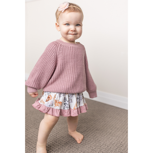 Tickled Pink Little Chunky Knit Bamboo Sweater