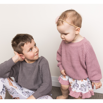 Tickled Pink Little Chunky Knit Bamboo Sweater
