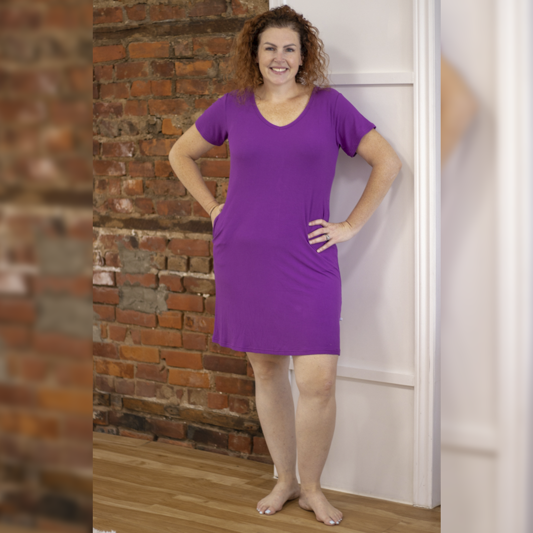 Purple Haze Ribbed Ladies Loungie Dress