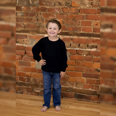 Black Little Chunky Knit Bamboo Sweater