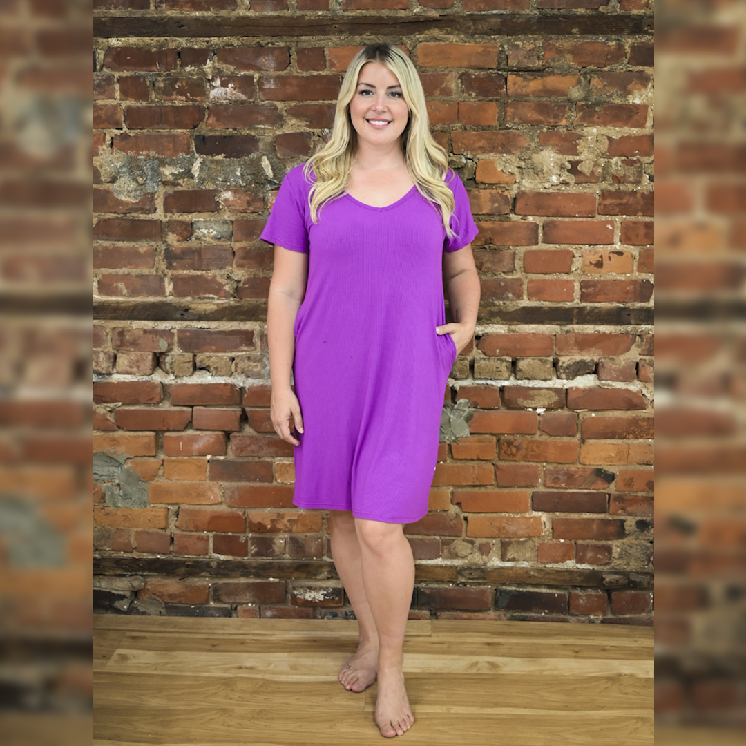 Purple Haze Ribbed Ladies Loungie Dress