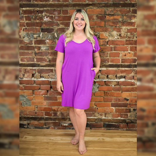 Purple Haze Ribbed Ladies Loungie Dress