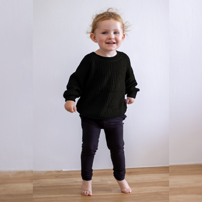 Black Little Chunky Knit Bamboo Sweater