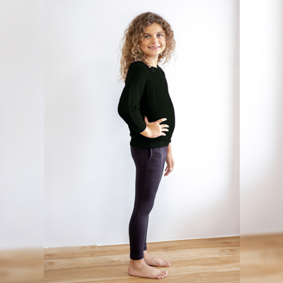 Black Little Chunky Knit Bamboo Sweater